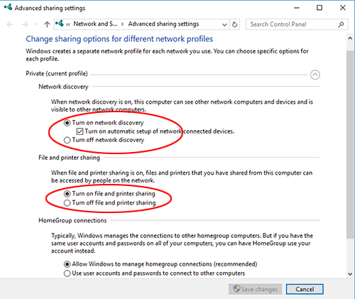 windows 10 allow network file sharing