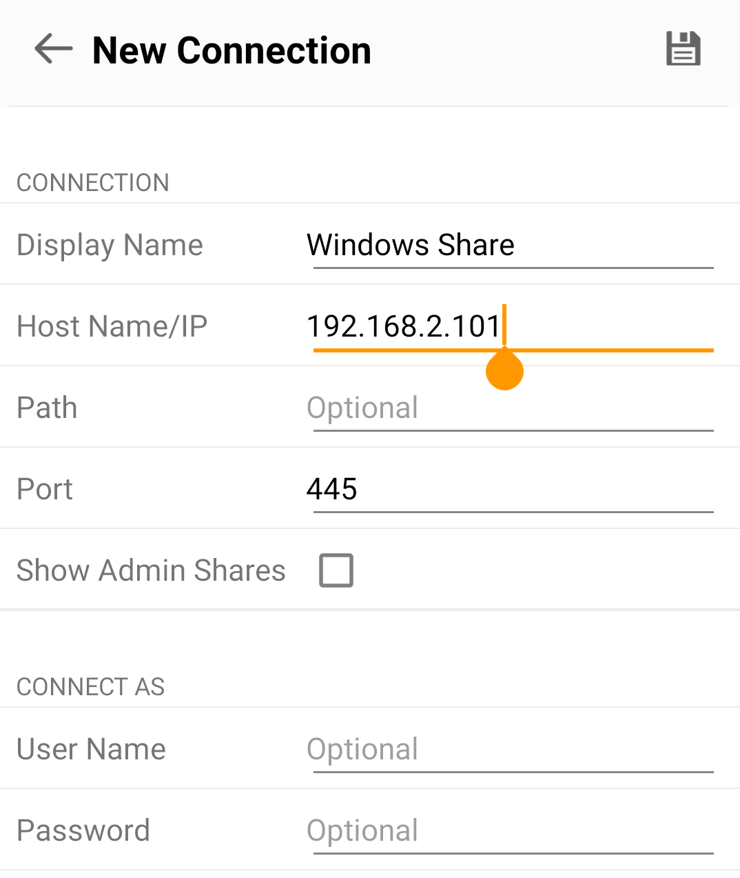 Manually configuring a computer connection