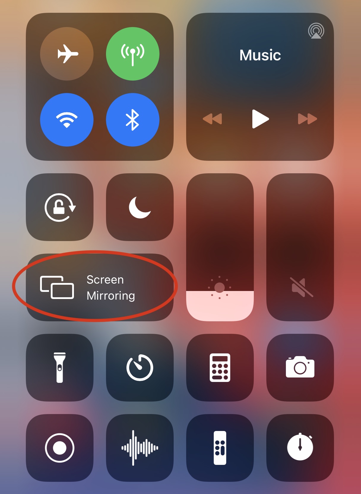 Screen Mirroring in iOS Control Center