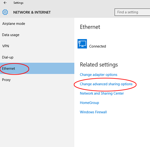 Netzwerk- und Interneteinstellungen in Windows 10