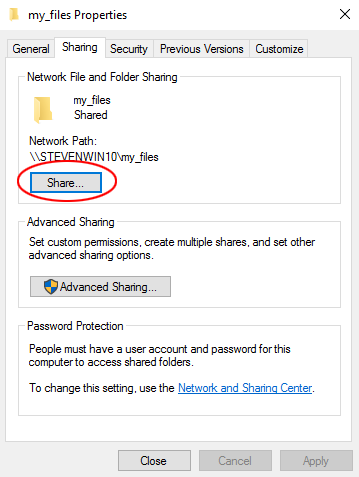 Ordner in Windows 10 freigeben