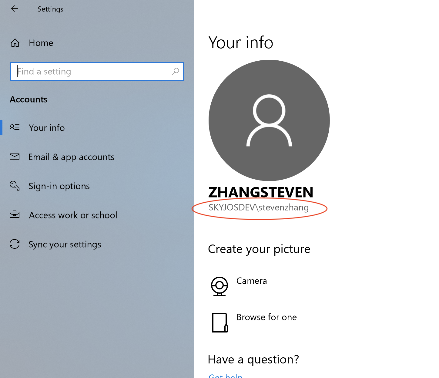 Kontoname in den Windows-10-Einstellungen