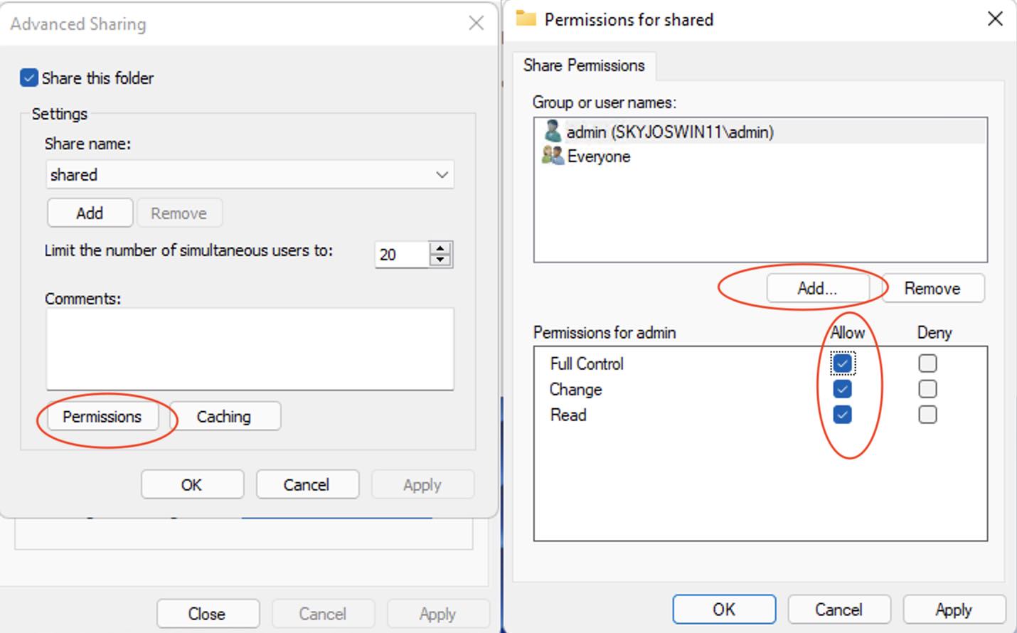 Erweiterte Freigabe in Windows 11