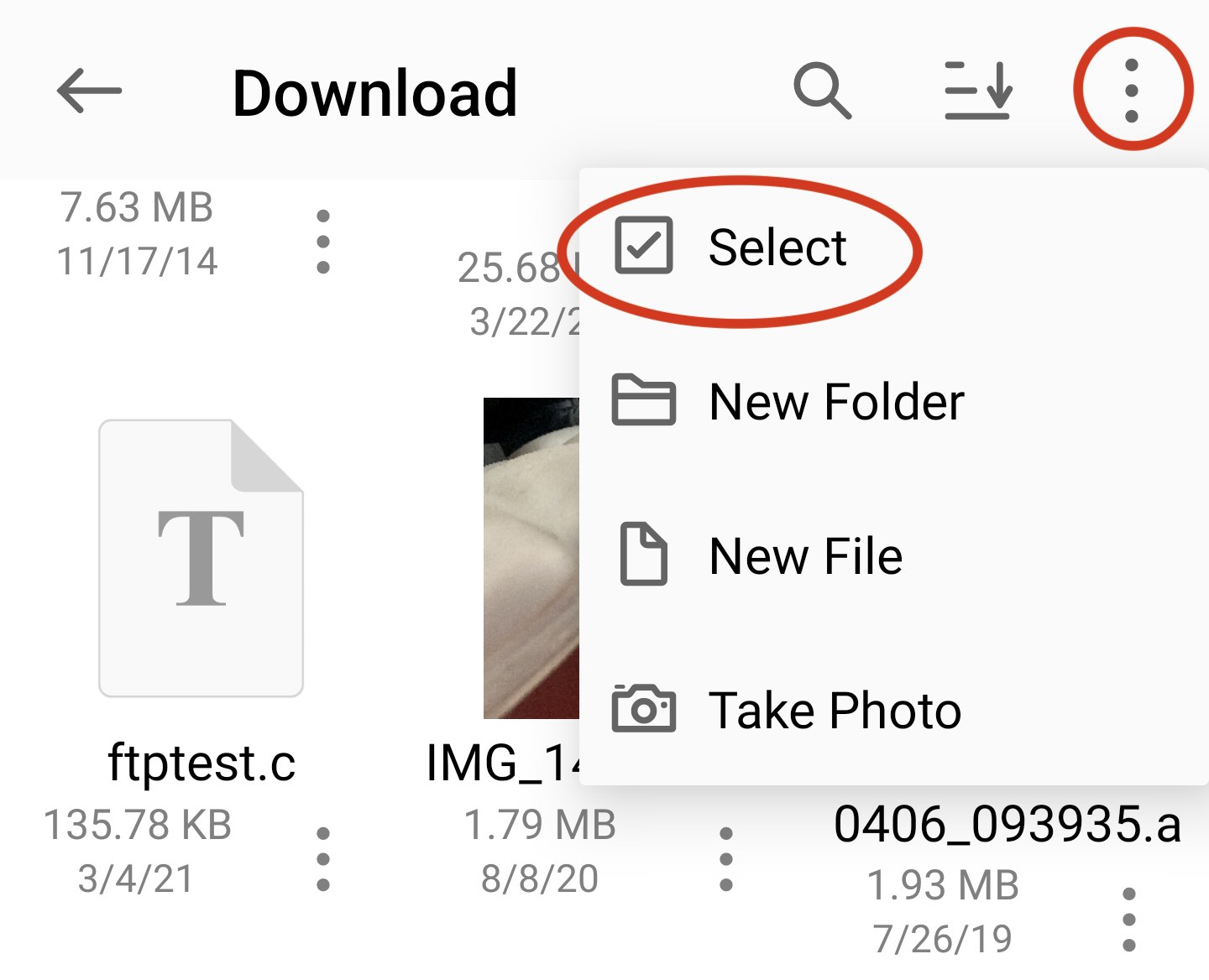 Dateien in Owlfiles für Android auswählen