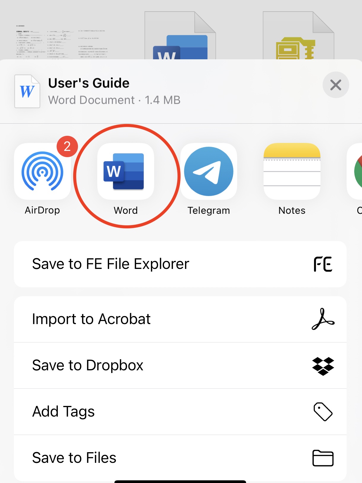 Eine App zum Bearbeiten eines Dokuments auswählen