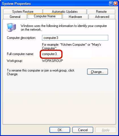 Der Computername in Windows XP