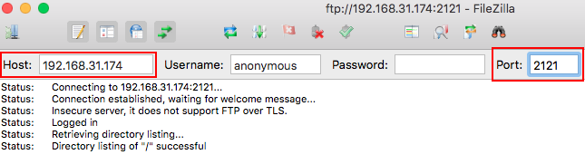 Connecting with FileZilla
