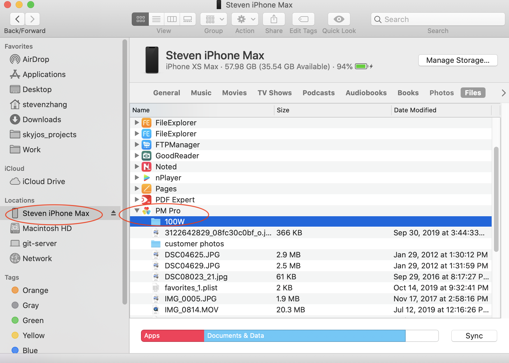 Backing up files with Finder