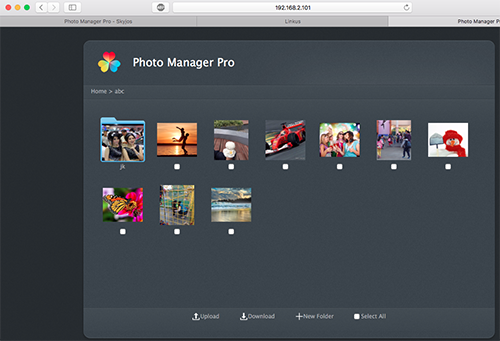 Browsing photos in the web interface