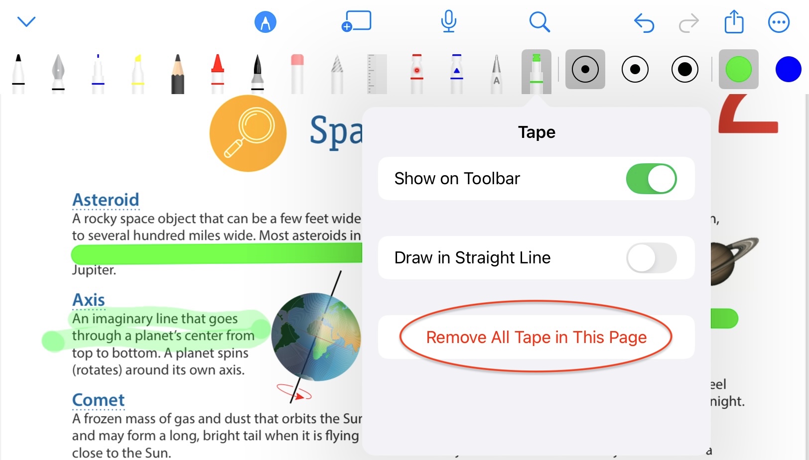Tape settings in UltraNotes